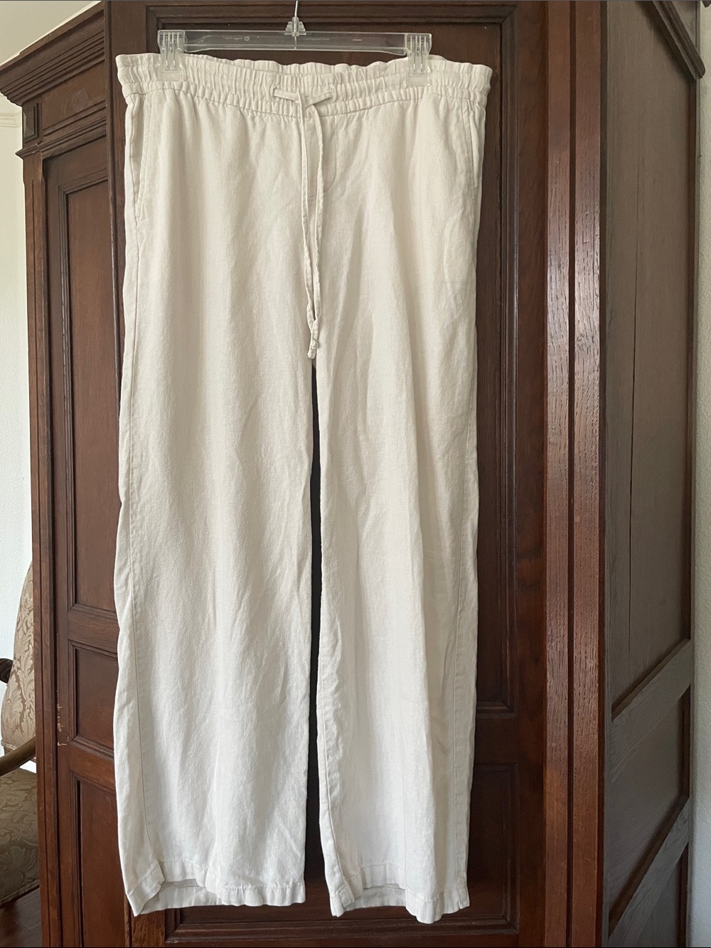 Old Navy Beige Linen Blend Casual Pull On Pants Low-Mid Rise